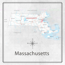 Load image into Gallery viewer, Scrapbook Customs 12x12 Scrapbook Paper Massachusetts Adventure Map (38545a)
