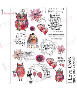 Dress My Craft Transfer Me I Love Owls (DMCDP1949)