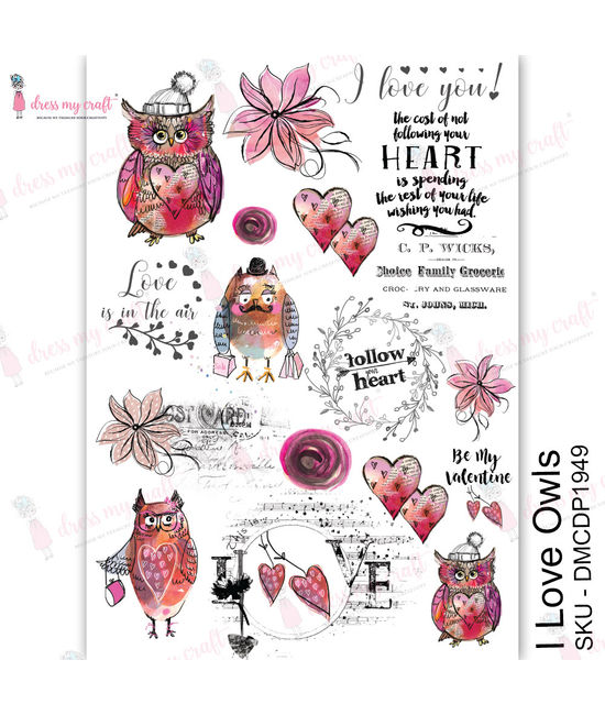 Dress My Craft Transfer Me I Love Owls (DMCDP1949)