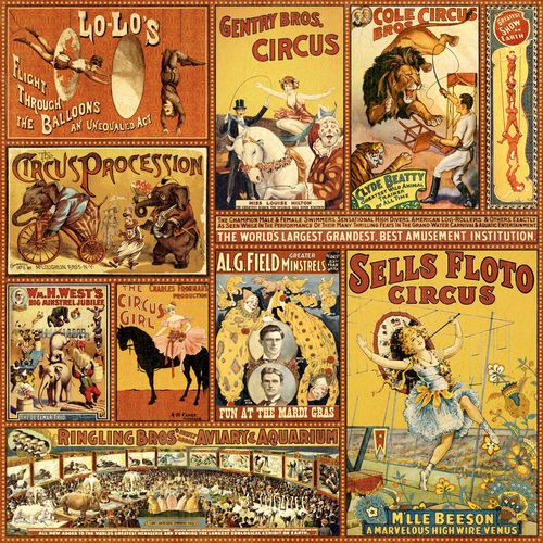 Graphic 45 Paper Le Cirque Collection 12x12 Scrapbook Paper Greatest Show on Earth (4500311)