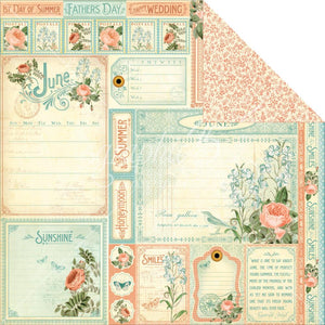 Graphic 45 12x12 Scrapbook Paper Time to Flourish Collection June Cut Apart (4501039)