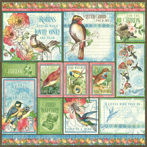 Graphic 45 Bird Watcher Collection 12X12 Scrapbook Paper - Look Up! (4502204)