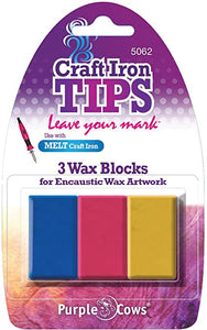 Purple Cows Craft Iron Tips Wax Blocks - Red, Yellow, Blue (5062)