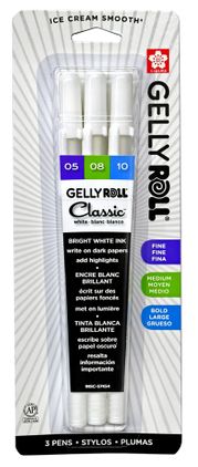 Sakura Gelly Roll Classic White Pen Set of 3 Fine, Medium, Bold (57454)