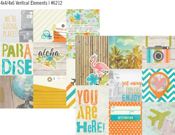 Simple Stories You Are Here! Collection 12x12 Scrapbook Paper 4x4 & 4x6 Vertical Elements (6212)