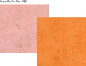 Simple Stories You Are Here! Collection 12x12 Scrapbook Paper Orange Map/Pink Map (6215)