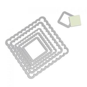 Sizzix Framelits Die Set 6PK - Squares, Scallop (657566)