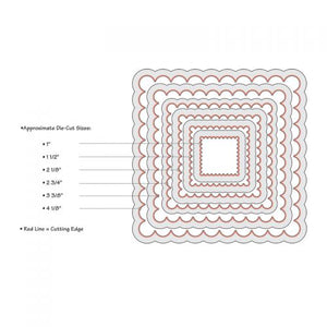 Sizzix Framelits Die Set 6PK - Squares, Scallop (657566)