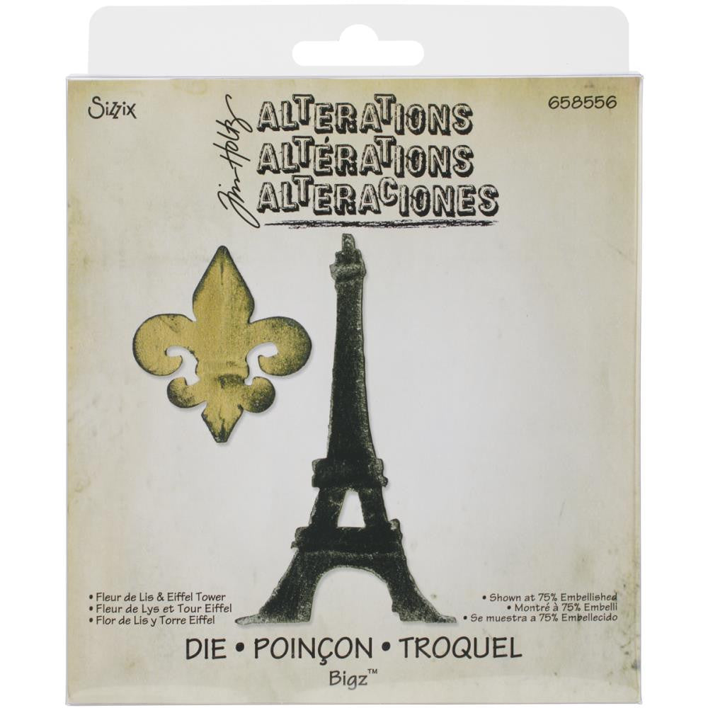 Sizzix Bigz Die Fleur de Lis & Eiffel Tower by Tim Holtz (658556)