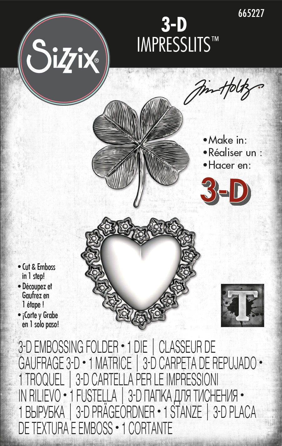 Sizzix 3-D Impresslits Embossing Folder - Lucky Love by Tim Holtz (665227)