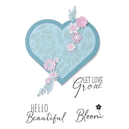 Sizzix Framelits Die Set with Stamps Blooming Heart (665652)