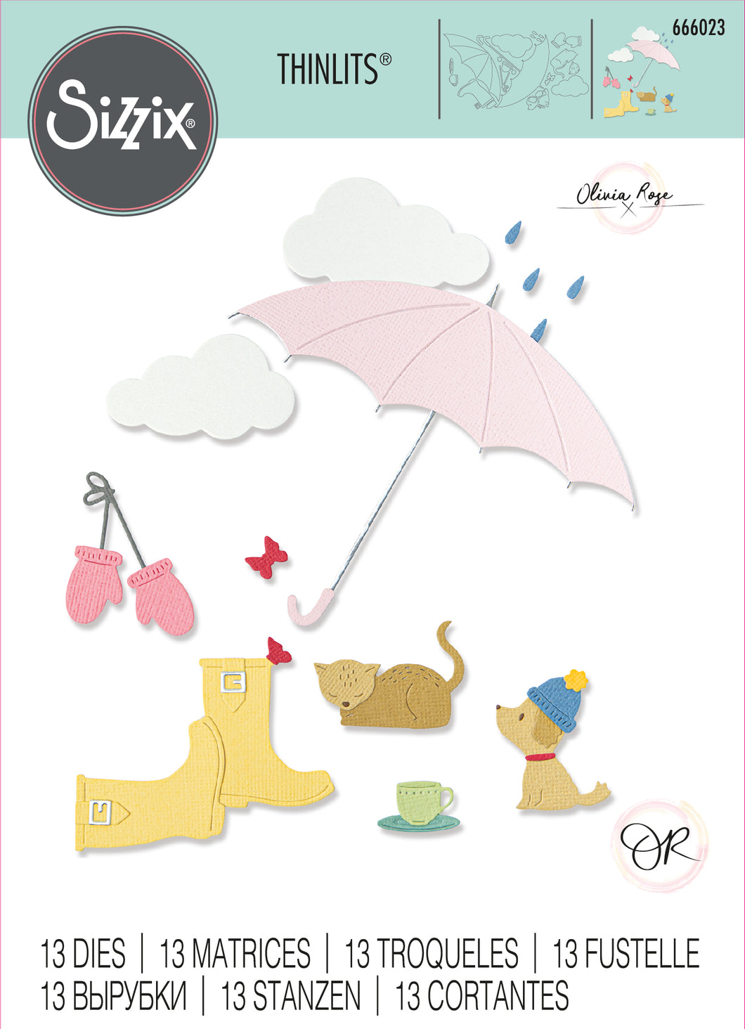 Sizzix Thinlits Die Set Rainy Day by Oliva Jones (666023)