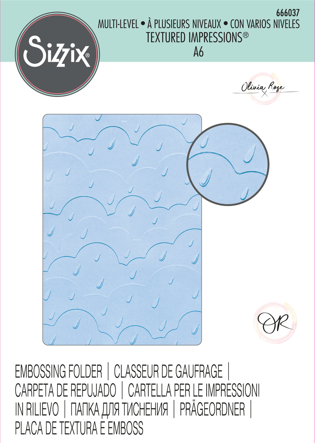 Sizzix Multi-Level Texture Impressions Embossing Folder Rain Clouds by Olivia Rose (666037)