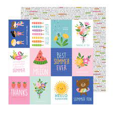 Pebbles Sun & Fun Collection 12x12 Scrapbook Paper Sun & Fun Quotes (736878)