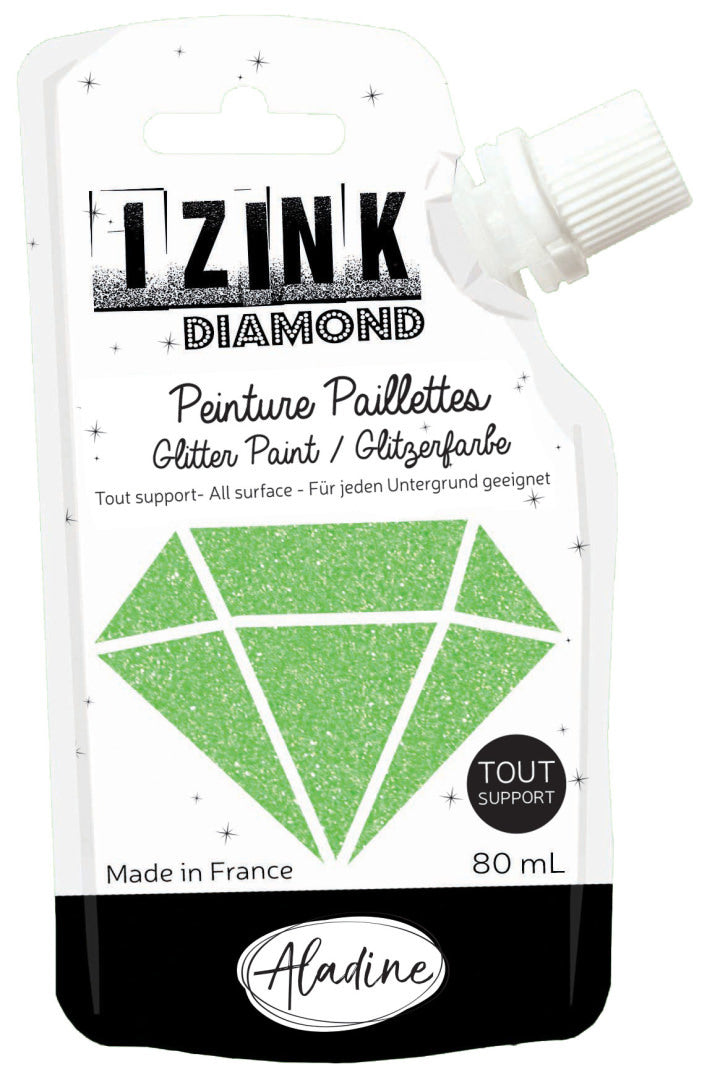 Aladine IZINK Diamond Glitter Paint Light Green Vert Clair (80843)