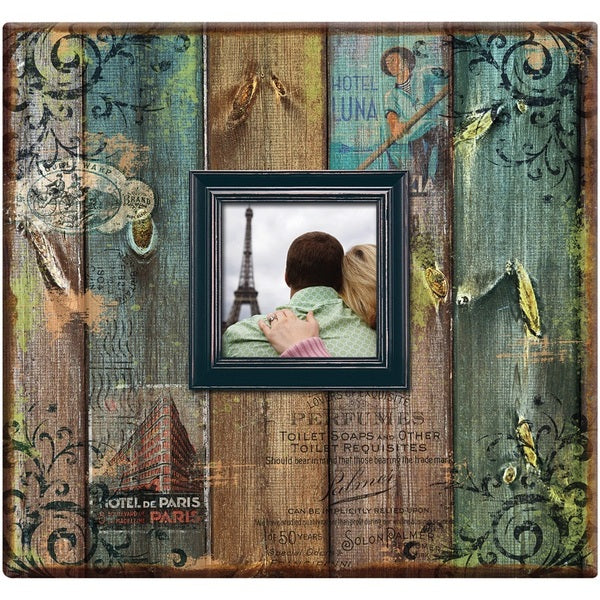 MBI Expressions 12x12 Post Bound Album with Window Faux Wood Vintage Travel Album (860086)