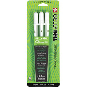 Sakura Gelly Roll Classic 08 0.4mm White Pen Set of 3 (37488)