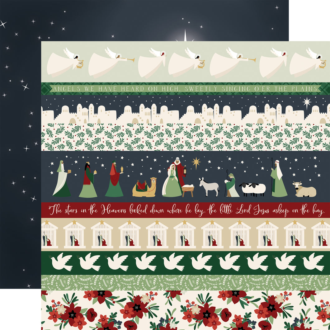 Echo Park Paper Co. Away in a Manger Collection 12x12 Scrapbook Paper Border Strips (AIM191007)