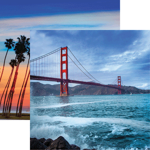 Reminisce California Collection 12x12 Scrapbook Paper The Golden Gate (CAL-001)