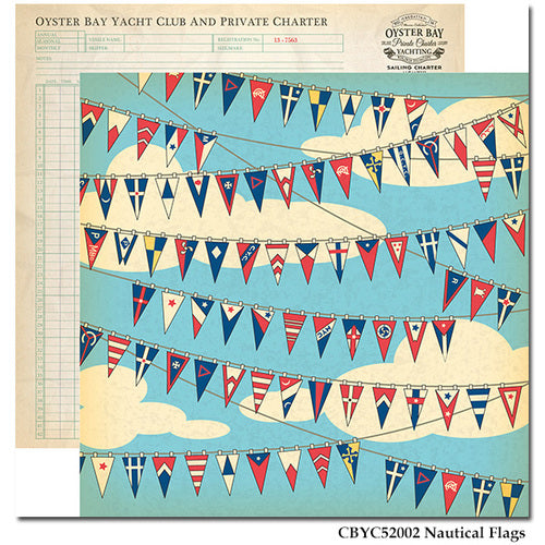 Carta Bella Paper Company Yacht Club Collection 12x12 Scrapbook Paper Nautical Flags (CBYC52002)