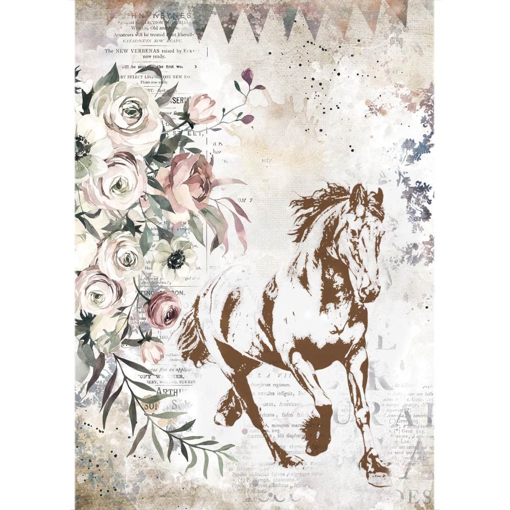 Stamperia A4 Rice Paper Romantic Horses Collection (DFSA4579)