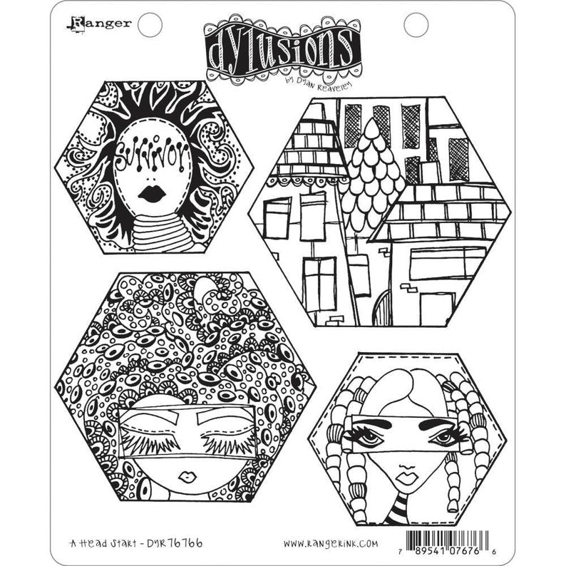 Dylusions by Dyan Reaveley Red Rubber Stamp Set A Head Start (DYR76766)