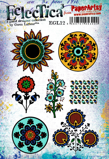 PaperArtsy Eclectica3 Rubber Stamp Set Floral Mandalas designed by Gwen Lafleur (EGL12)