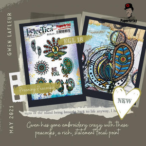 PaperArtsy Eclectica3 Rubber Stamp Set Preening Peacocks designed by Gwen Lafleur (EGL18)