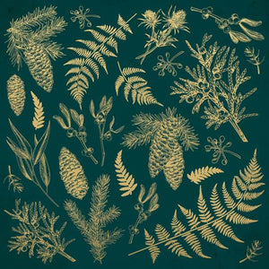 Kasiercraft 12" x 12" Scrapbook Paper - Emerald Eve Collection - Emerald Leaves (P2970)