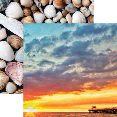 Reminisce Florida Collection 12x12 Scrapbook Paper Sunset (FLO-002)