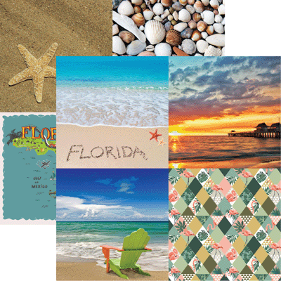 Reminisce Florida Collection 12x12 Scrapbook Paper Cut Apart (FLO-005)