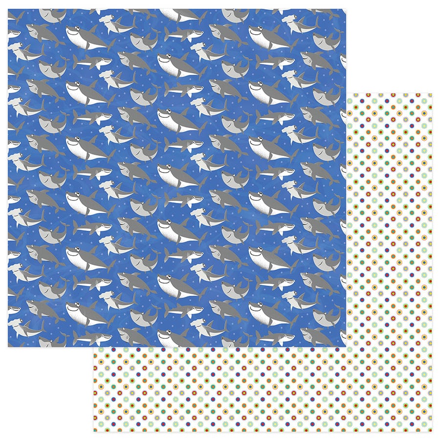 Photoplay Fish Tales Collection 12x12 Scrapbook Paper Shark Week (FTS9307)