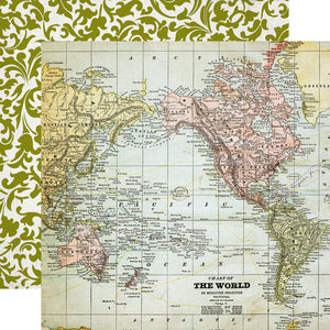 Echo Park Paper Co. Getaway Collection 12x12 Scrapbook Paper Map (GA63007)