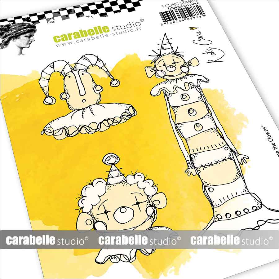 Carabelle Studio Cling Stamp Here Come the Clowns by Kate Crane (SA60586)