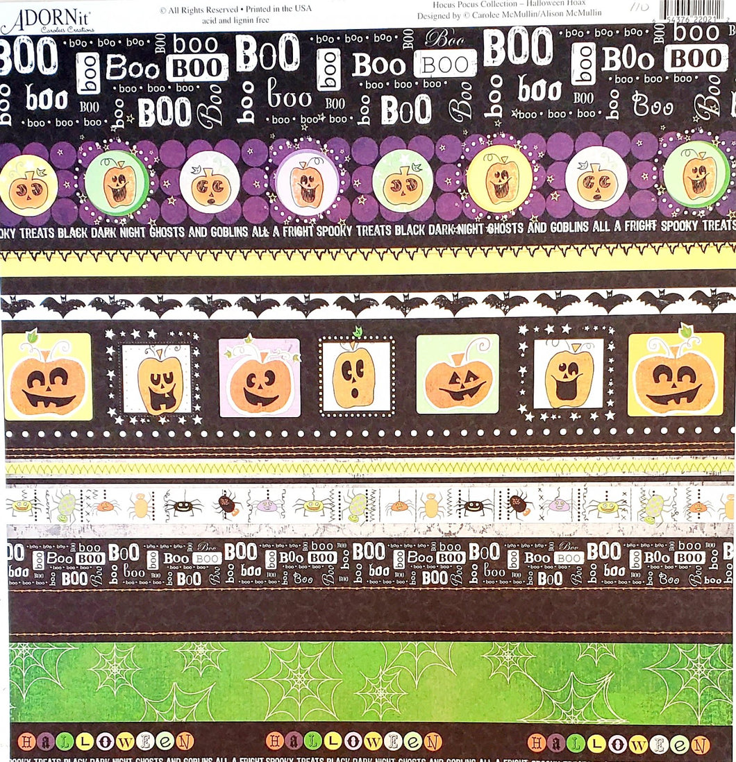 Adorn It Carolee's Creations 12x12 Scrapbook Paper Hocus Pocus Collection Halloween Hoax