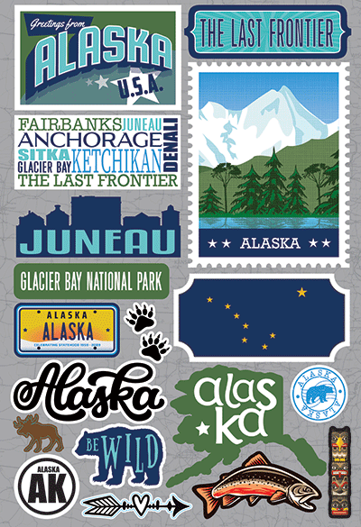 Reminisce Die Cut Stickers Jet Setters Alaska (JET-001)