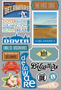 Reminisce Die Cut Stickers Jet Setters Delaware (JET-007)