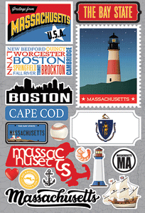 Reminisce Die Cut Stickers Jet Setters Massachusetts (JET-020)