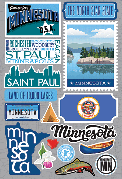 Reminisce Die Cut Stickers Jet Setters Minnesota (JET-022)