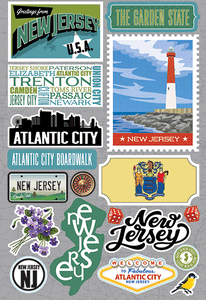 Reminisce Die Cut Stickers Jet Setters New Jersey (JET-029)