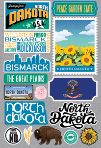 Reminisce Die Cut Stickers Jet Setters North Dakota (JET-033)