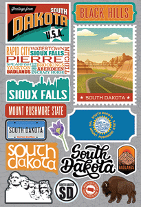 Reminisce Die Cut Stickers Jet Setters South Dakota (JET-040)