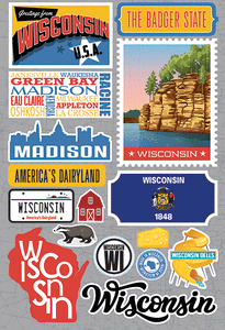 Reminisce Die Cut Stickers Jet Setters Wisconsin (JET-048)