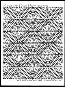 StencilGirl Products - Art Deco Sunburst Background 9" x 12" Stencil by Gwen Lafleur (L503)