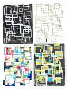 StencilGirl Products - Squares Overlapping Filled 1 9" x 12" Stencil (L781)