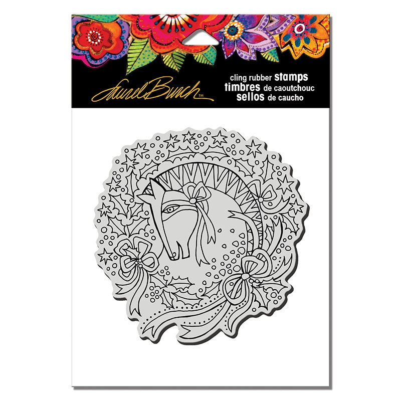 Stampendous Cling Rubber Stamps Wreath Mare designed by Laurel Burch (LBCW012)