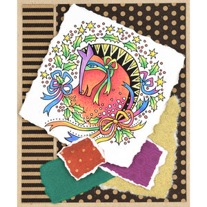 Stampendous Cling Rubber Stamps Wreath Mare designed by Laurel Burch (LBCW012)