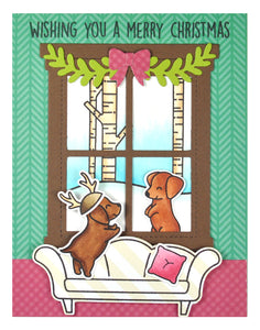 Lawn Fawn Custom Craft Die & Stamp Set Window Scene Winter (LF2673)