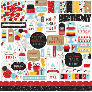 Echo Park Paper Co. 12x12 Scrapbook Paper - Magical Birthday Boy Elements (MBB232014)