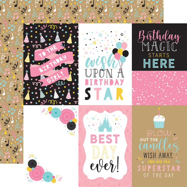 Echo Park Paper Co. 12x12 Scrapbook Paper - Magical Birthday Girl Collection - 4x6 Journaling Card (MBG231012)